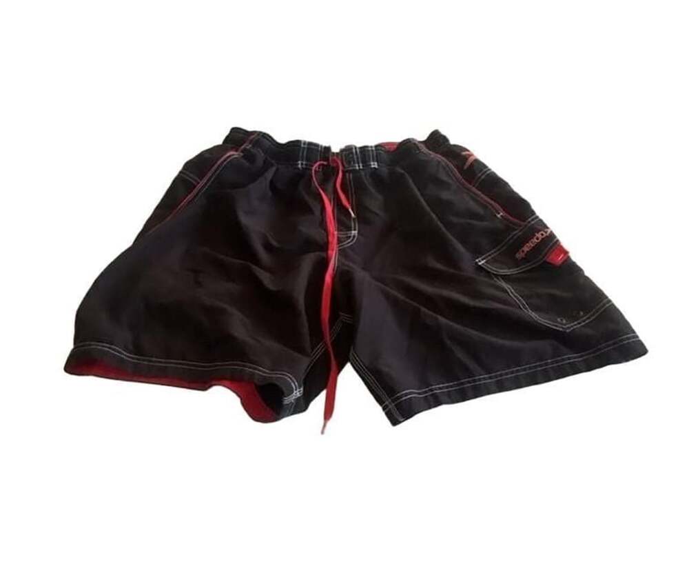 Speedo Black and Red Drawstring Swim Trunks Board Shorts Men's Size L